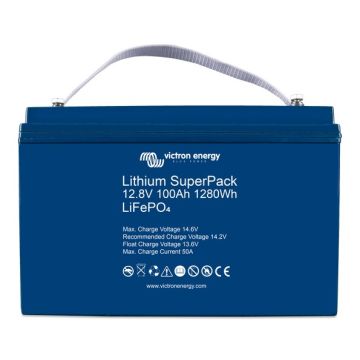Victron Lithium SuperPack 12,8 V/100 Ah lithium-batterij met M8-inzet